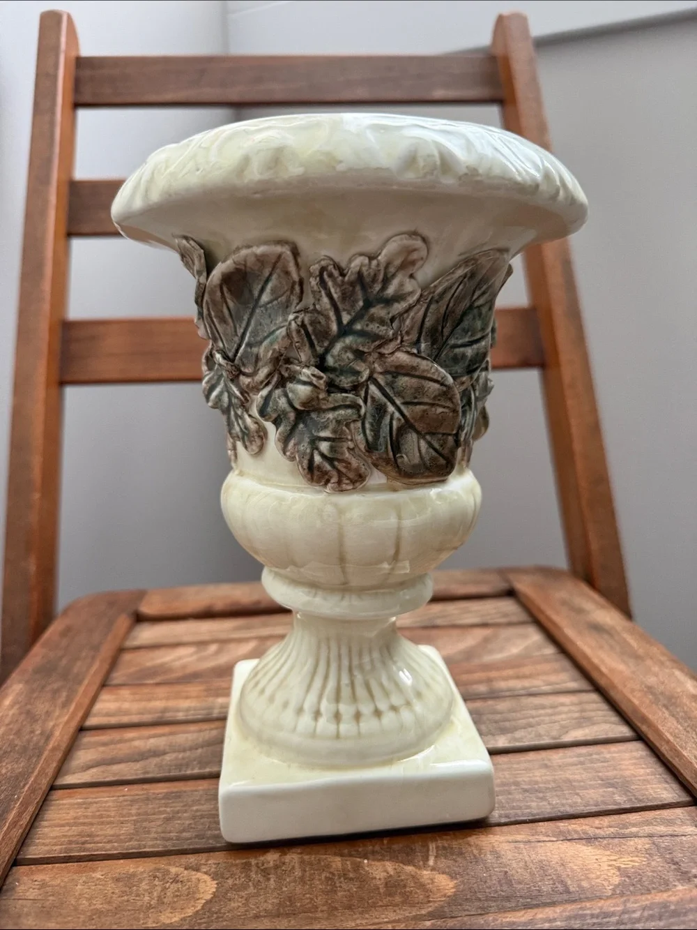 Vintage Napco Floral Pedestal Urn Planter